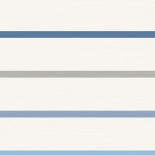 Load image into Gallery viewer, Wallquest/Lillian August Air Force Blue, Gray, and Eggshell Crew Stripe LN11400 wallpaper