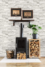 Load image into Gallery viewer, NextWall Arctic Grey Stacked Stone NW40200 wallpaper
