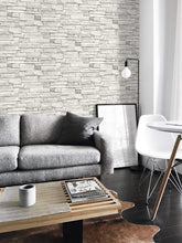 Load image into Gallery viewer, NextWall Arctic Grey Stacked Stone NW40200 wallpaper