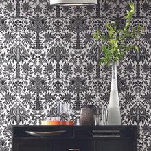 Load image into Gallery viewer, York Wallcoverings Black Palmetto Palm Damask Wallpaper DM5011 wallpaper