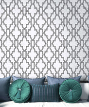 Load image into Gallery viewer, NextWall Black & White Black and White Tile Trellis NW31600 wallpaper