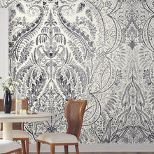 Load image into Gallery viewer, York Wallcoverings Black/White Jaipur Paisley Damas Wallpaper Mural DM4911M wallpaper