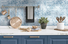 Load image into Gallery viewer, NextWall Blue & Eggshell Patchwork NW35002 wallpaper