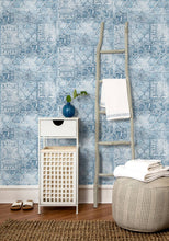 Load image into Gallery viewer, NextWall Blue & Eggshell Patchwork NW35002 wallpaper