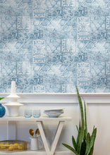 Load image into Gallery viewer, NextWall Blue & Eggshell Patchwork NW35002 wallpaper