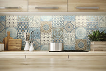 Load image into Gallery viewer, NextWall Blue, Metallic Copper, & Gray Morocaan Tile NW30002 wallpaper