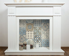 Load image into Gallery viewer, NextWall Blue, Metallic Copper, & Gray Morocaan Tile NW30002 wallpaper