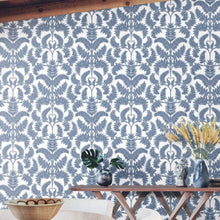 Load image into Gallery viewer, York Wallcoverings Blue Royal Fern Damask Wallpaper DM4961 wallpaper