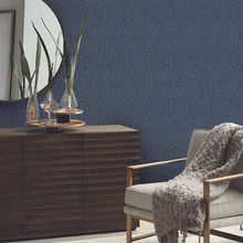 Load image into Gallery viewer, York Wallcoverings Blue2 Catherdral Damask Wallpaper DM5032 wallpaper