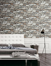 Load image into Gallery viewer, NextWall Brown & Gray Stone Wall NW30900 wallpaper