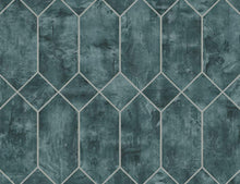 Load image into Gallery viewer, Wallquest/Seabrook Designs Emerald and Metallic Silver Geo Faux LW51602 wallpaper