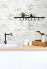 Load image into Gallery viewer, NextWall Fog Gray Stuccoed Brick NW37800 wallpaper