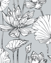 Load image into Gallery viewer, NextWall Gray & Ebony Lotus Floral NW33101 wallpaper