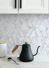Load image into Gallery viewer, NextWall Gray & Metallic Silver Marble Tile NW35700 wallpaper