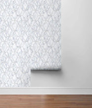 Load image into Gallery viewer, NextWall Gray & Metallic Silver Marble Tile NW35700 wallpaper
