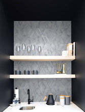 Load image into Gallery viewer, NextWall Gray & Metallic Silver Marble Tile NW35700 wallpaper