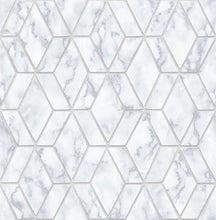 Load image into Gallery viewer, NextWall Gray & Metallic Silver Marble Tile NW35700 wallpaper