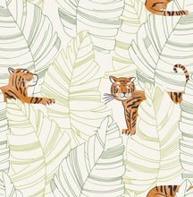 Load image into Gallery viewer, Seabrook Designs Green and Orange Hiding Tigers DA61200 wallpaper