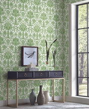Load image into Gallery viewer, York Wallcoverings Green Palmetto Palm Damask Wallpaper DM5011 wallpaper
