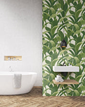 Load image into Gallery viewer, NextWall Green & White Banana Groves NW31300 wallpaper