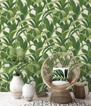 Load image into Gallery viewer, NextWall Green & White Banana Groves NW31300 wallpaper