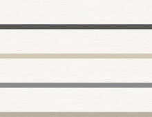 Load image into Gallery viewer, Wallquest/Lillian August Ivory, Wrought Iron, and Sand Dollar Crew Stripe LN11400 wallpaper