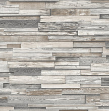 Load image into Gallery viewer, NextWall Light Gray & Brown Reclaimed Wood Plank NW32600 wallpaper