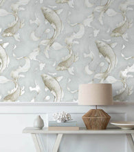 Load image into Gallery viewer, NextWall Metallic Champagne & Gray Koi Fish NW33208 wallpaper