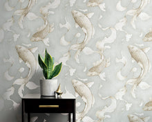 Load image into Gallery viewer, NextWall Metallic Champagne & Gray Koi Fish NW33208 wallpaper