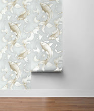 Load image into Gallery viewer, NextWall Metallic Champagne & Gray Koi Fish NW33208 wallpaper