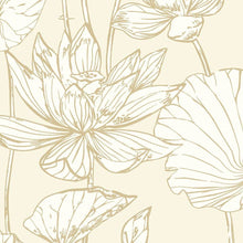 Load image into Gallery viewer, NextWall Metallic Gold & Cream Lotus Floral NW33101 wallpaper