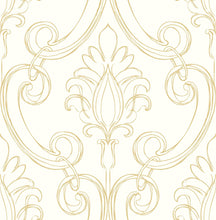 Load image into Gallery viewer, NextWall Metallic Gold Sketched Damask NW39400 wallpaper