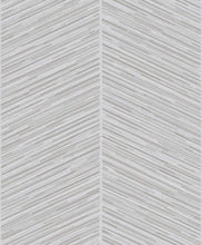 Load image into Gallery viewer, Wallquest/Seabrook Designs Metallic Silver and Gray Herringbone Stripe AW70700 wallpaper