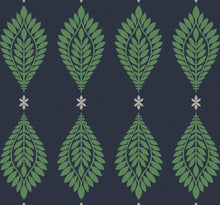 Load image into Gallery viewer, Wallquest/Lillian August Midnight Blue and Spearmint Mirasol Palm Frond LN10600 wallpaper