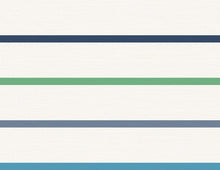 Load image into Gallery viewer, Wallquest/Lillian August Midnight Blue, Spearmint, and Eggshell Crew Stripe LN11400 wallpaper