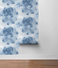 Load image into Gallery viewer, NextWall Navy Blue Watercolor Sunflower NW35602 wallpaper