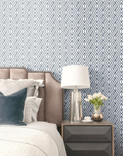 Load image into Gallery viewer, NextWall Navy & White Navy Diamond Geometric NW30106 wallpaper