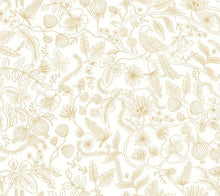 Load image into Gallery viewer, York Wallcoverings Off White/Gold Aviary Peel and Stick Wallpaper PSW1309RL wallpaper
