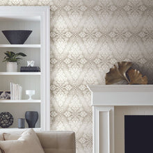 Load image into Gallery viewer, York Wallcoverings Off White Tudor Diamond Damask Wallpaper DM4931 wallpaper