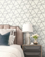 Load image into Gallery viewer, NextWall Pearl Shimmer & Ebony Railroad Geometric NW32400 wallpaper