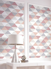 Load image into Gallery viewer, NextWall Pink & Metallic Silver Mod Triangles NW31100 wallpaper