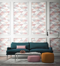 Load image into Gallery viewer, NextWall Pink & Metallic Silver Mod Triangles NW31100 wallpaper