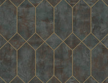 Load image into Gallery viewer, Wallquest/Seabrook Designs Rust, Forest Green, and Metallic Gold Geo Faux LW51602 wallpaper