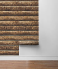 Load image into Gallery viewer, NextWall Walnut Log Cabin NW33905 wallpaper