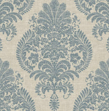 Load image into Gallery viewer, Wallquest/Lillian August Air Force Blue and Alabaster Antigua Damask LN10400 wallpaper