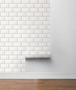 NextWall Alabaster & Grey Large Subway Tile NW37600 wallpaper