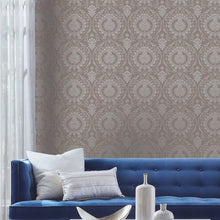 Load image into Gallery viewer, York Wallcoverings Beige/Silver Imperial Damask Wallpaper DM4901 wallpaper