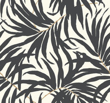 Load image into Gallery viewer, York Wallcoverings Black/Gold Bali Leaves Wallpaper AT7050 wallpaper