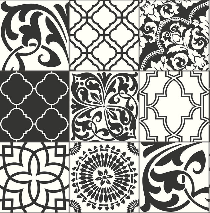 NextWall Black & White Black and White Graphic Tile NW30300 wallpaper