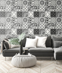 NextWall Black & White Black and White Graphic Tile NW30300 wallpaper